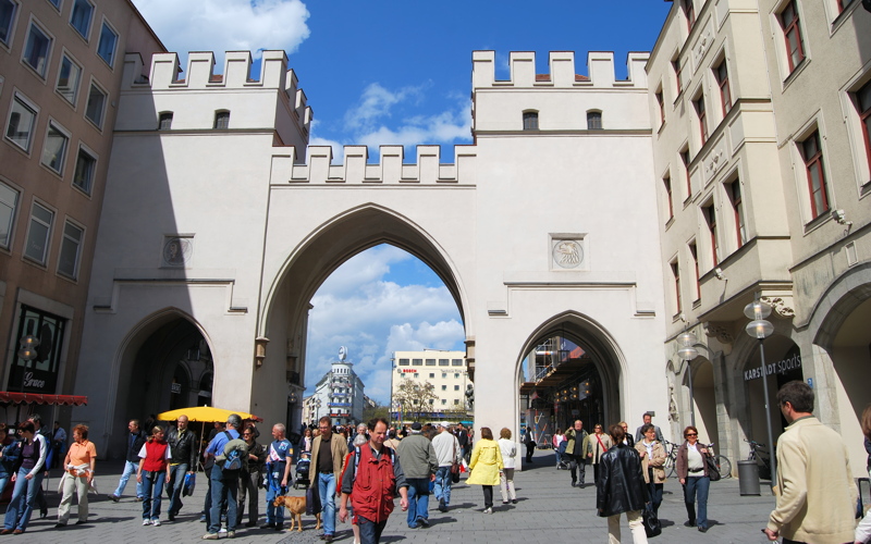19 - The Karlstor gate in Munich, Germany, which serves as the western entrance to the historic old town's pedestrian zone